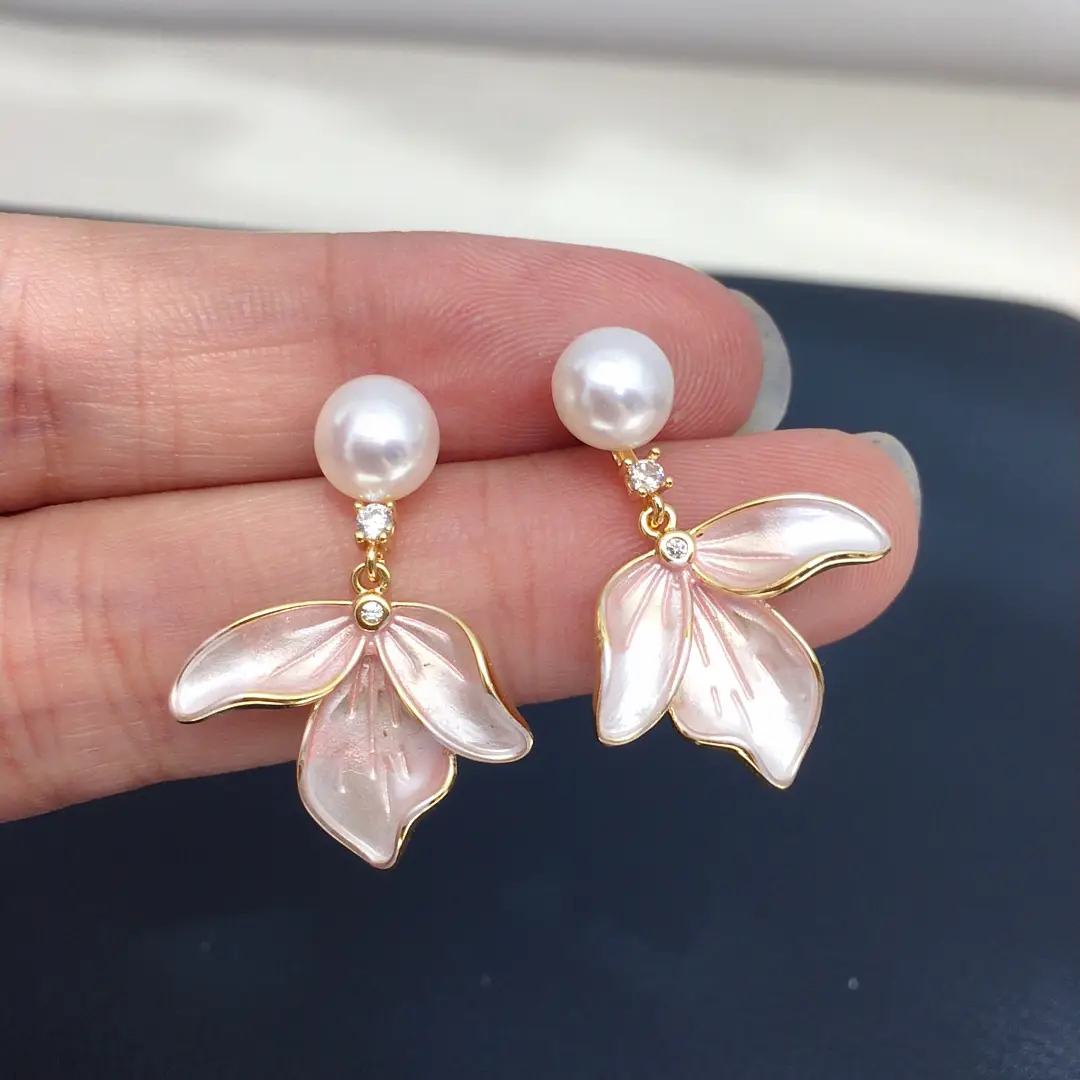 Women Pearl Leaf Earrings 18K Gold Filled S925 Sterling Silver — feature 11