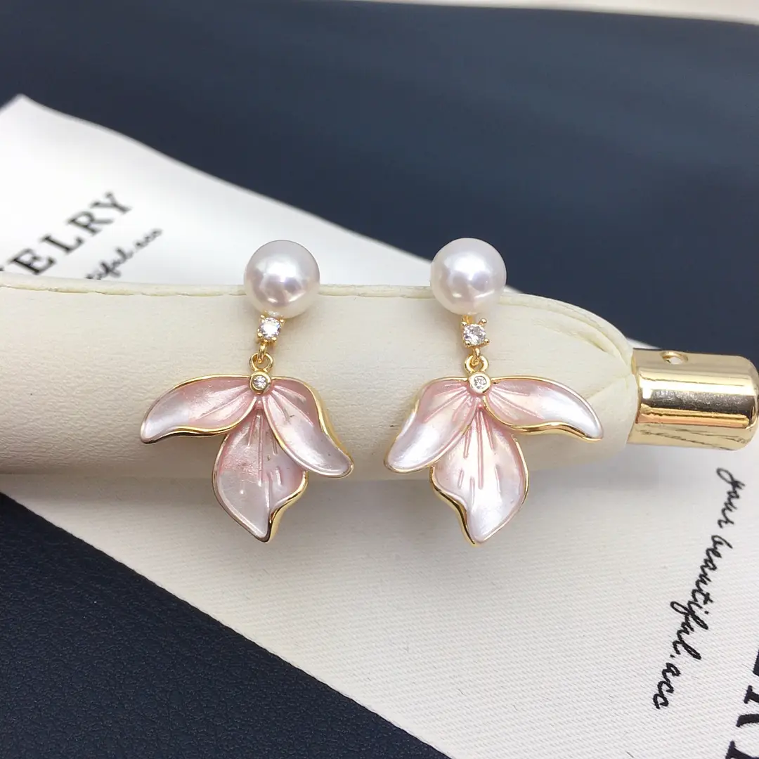 Women Pearl Leaf Earrings 18K Gold Filled S925 Sterling Silver — feature 14
