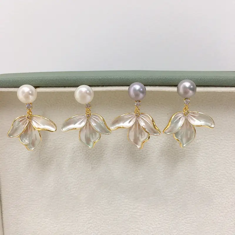 Women Pearl Leaf Earrings 18K Gold Filled S925 Sterling Silver — feature 2
