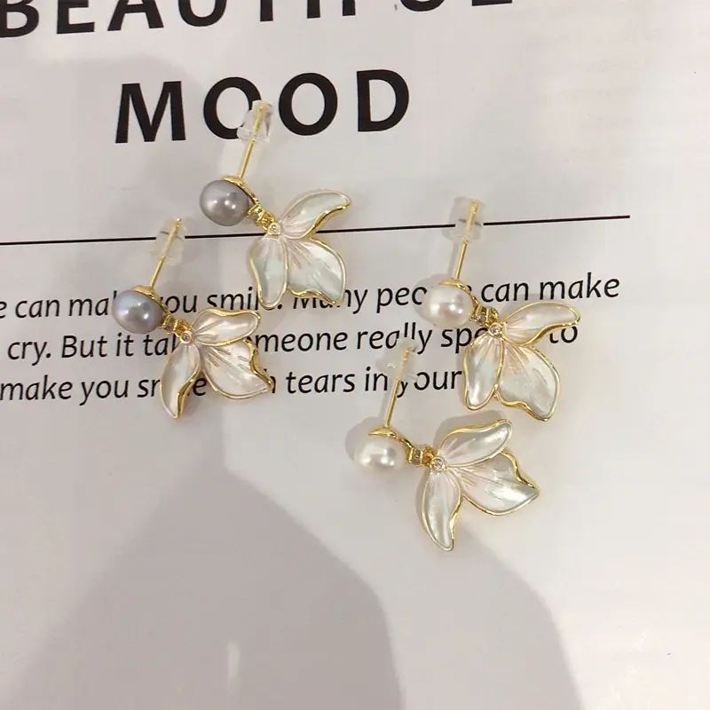 Women Pearl Leaf Earrings 18K Gold Filled S925 Sterling Silver — feature 7