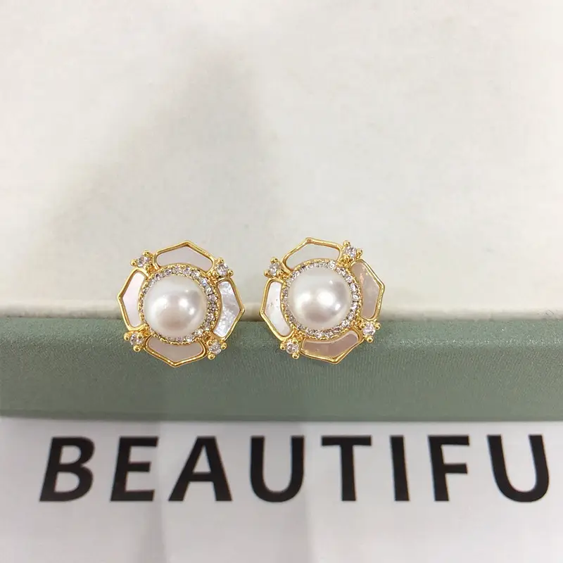 S925 Gold Pearl Earrings for Women - Image 4