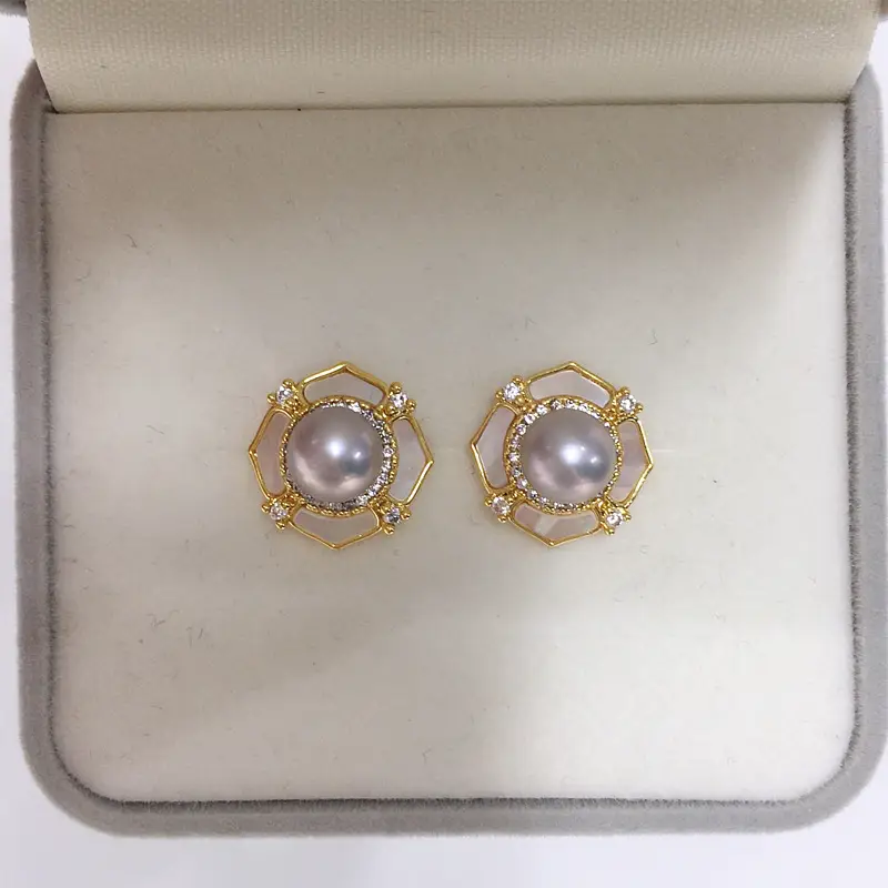 S925 Gold Pearl Earrings for Women - Image 2