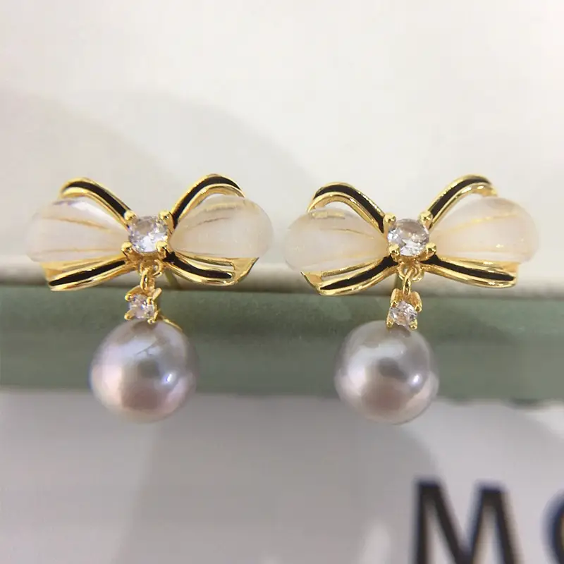 Sweet Bow Smart Pearl Earrings for Women - Image 2