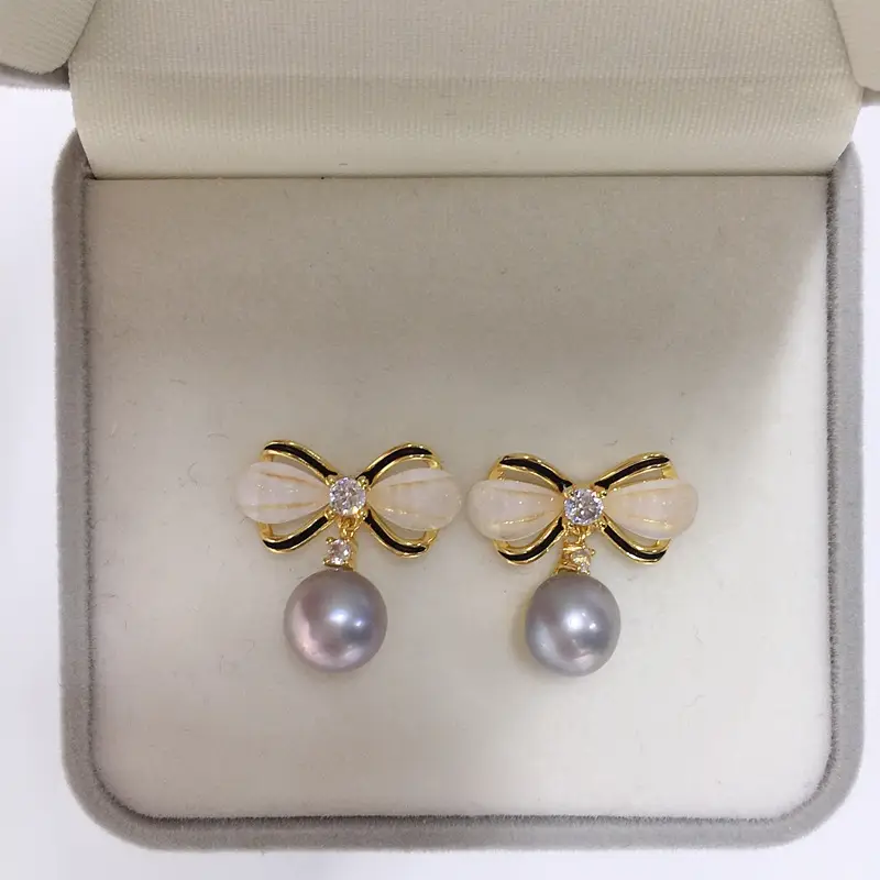 Sweet Bow Smart Pearl Earrings for Women - Image 3