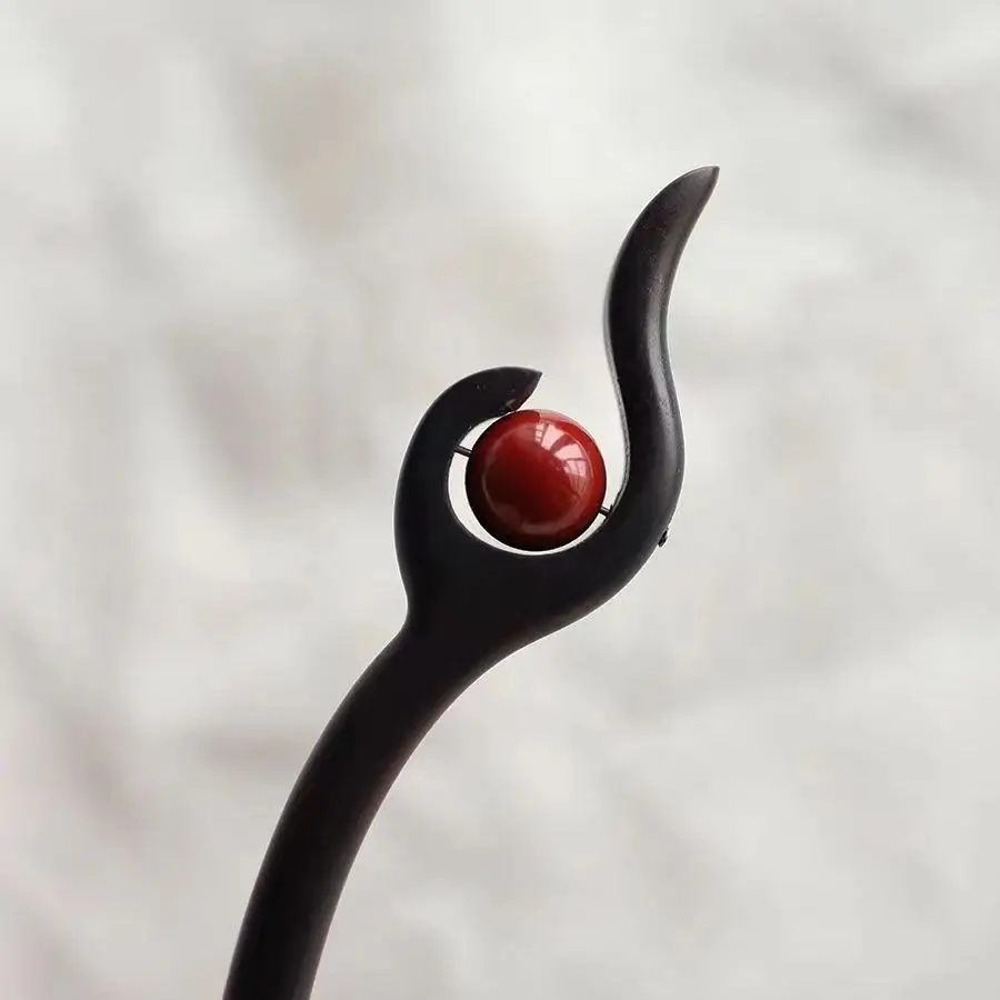 New Chinoiserie Hairpin with Green Gemstone - Image 2