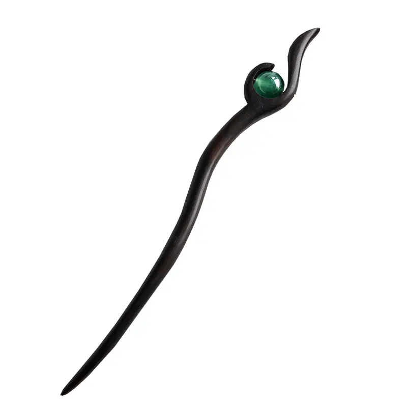 New Chinoiserie Hairpin with Green Gemstone - Image 6