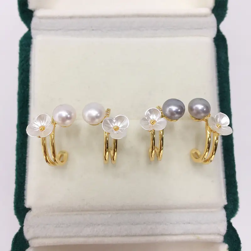 Women's Sweet Flower Pearl Earrings S925 Sterling Silver — feature 4