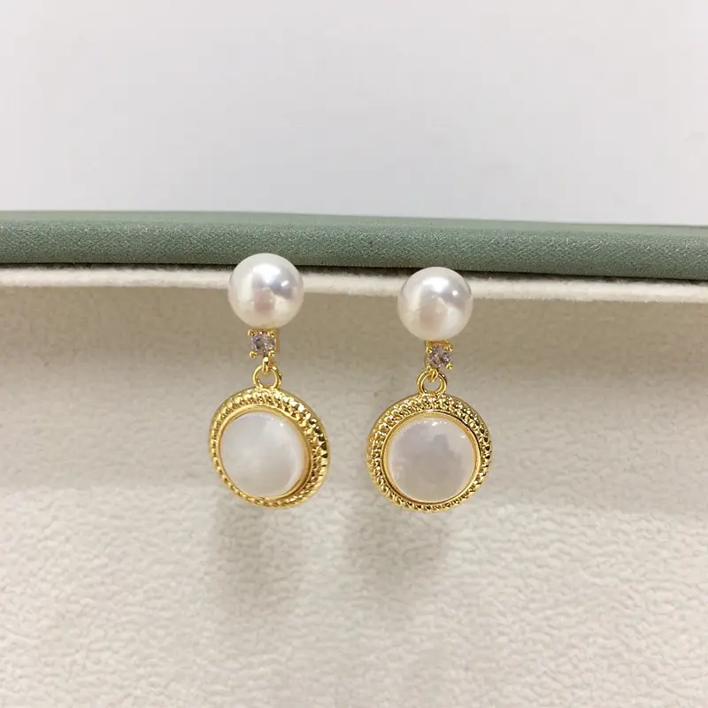 5 Pearl Earrings for Women Gold Plated - Image 3