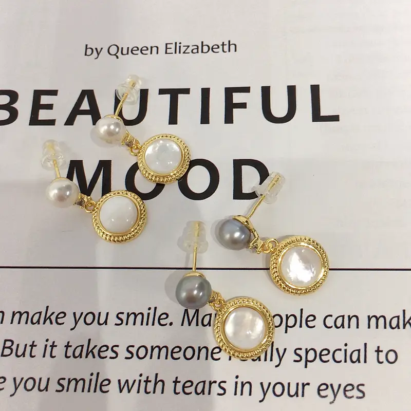 5 Pearl Earrings for Women Gold Plated - Image 4