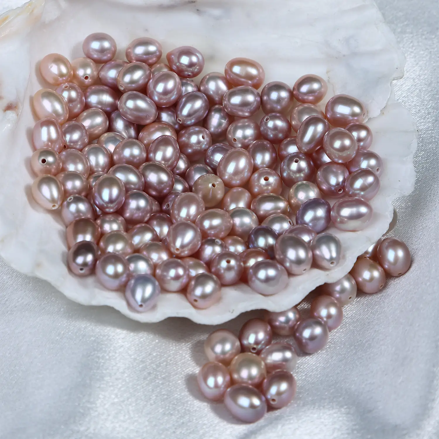 7mm Natural Freshwater Pearl Half Hole Beads - Image 2