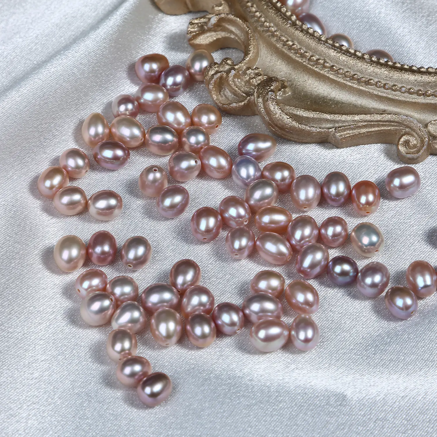 7mm Natural Freshwater Pearl Half Hole Beads - Image 3
