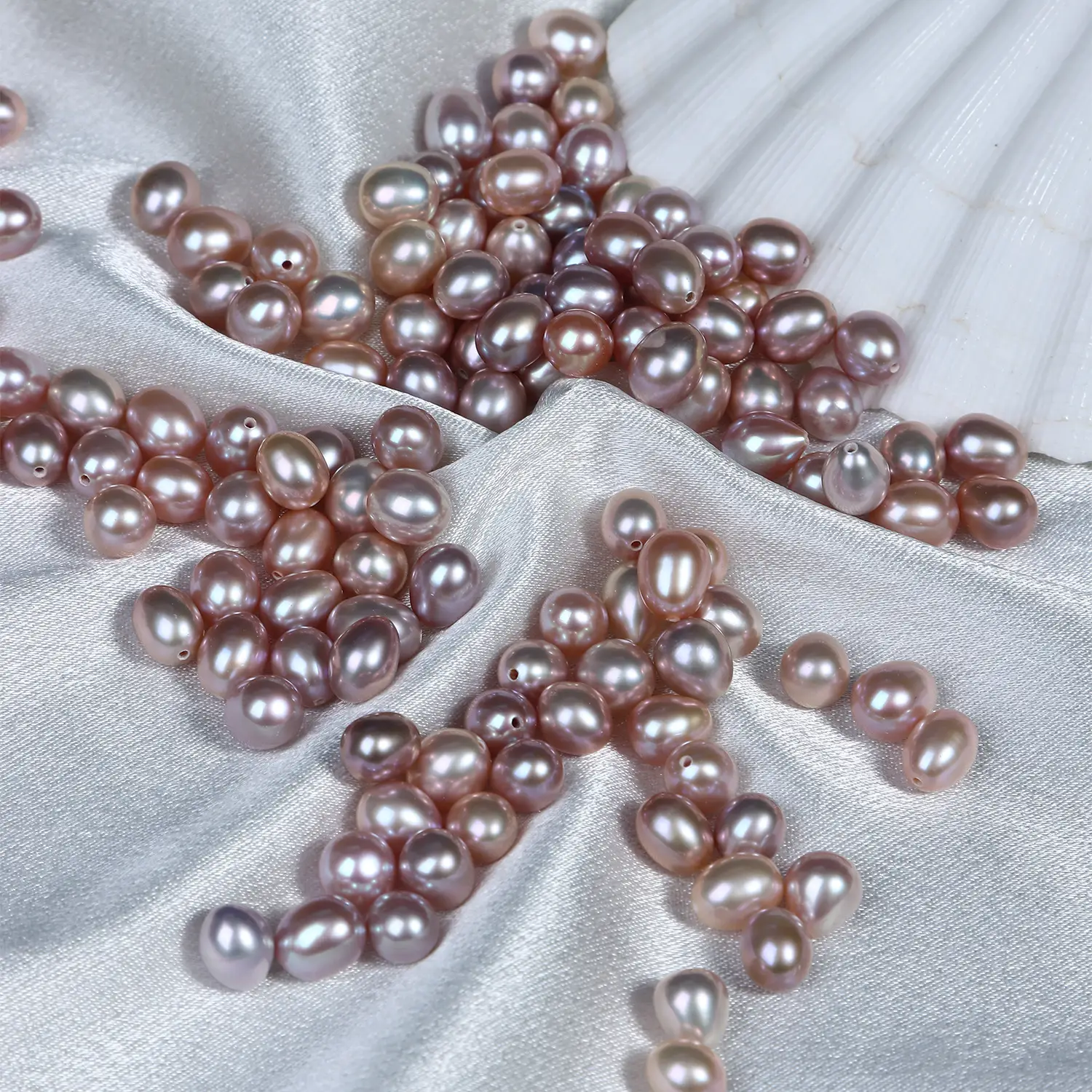 7mm Natural Freshwater Pearl Half Hole Beads - Image 5
