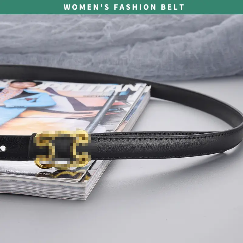Women's Genuine Leather Belt with Gold Buckle - Image 8
