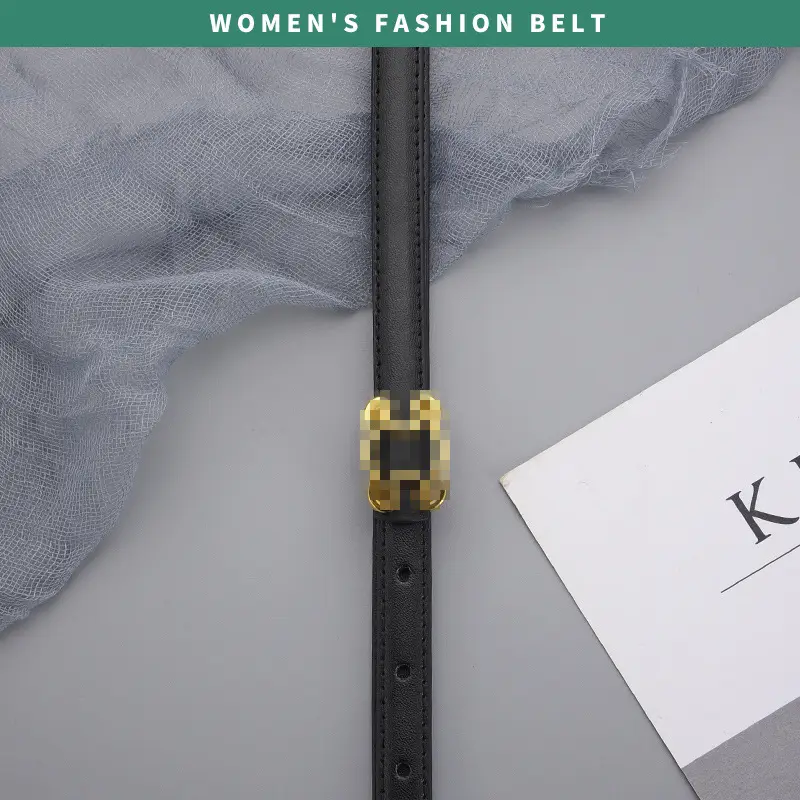 Women's Genuine Leather Belt with Gold Buckle - Image 10