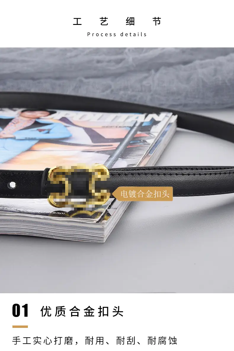 Women's Genuine Leather Belt with Gold Buckle β feature 11