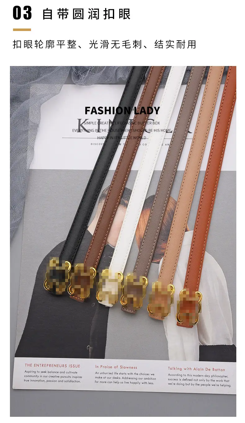 Women's Genuine Leather Belt with Gold Buckle β feature 14