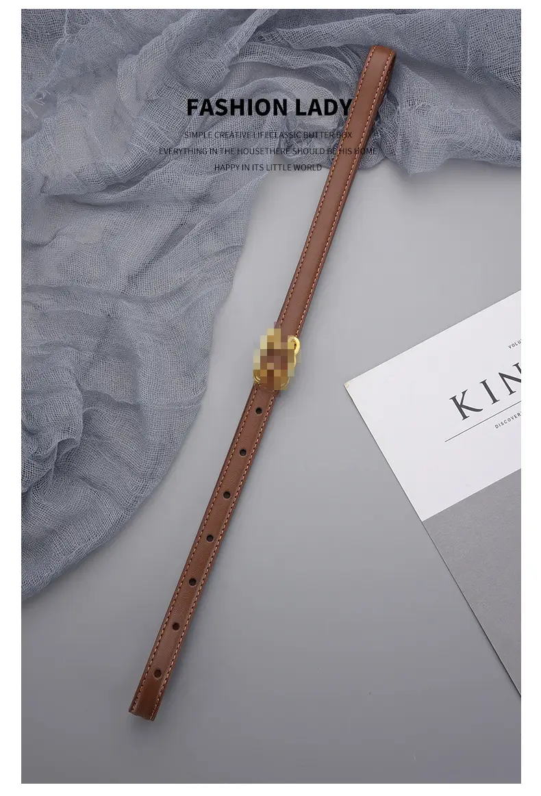 Women's Genuine Leather Belt with Gold Buckle β feature 16