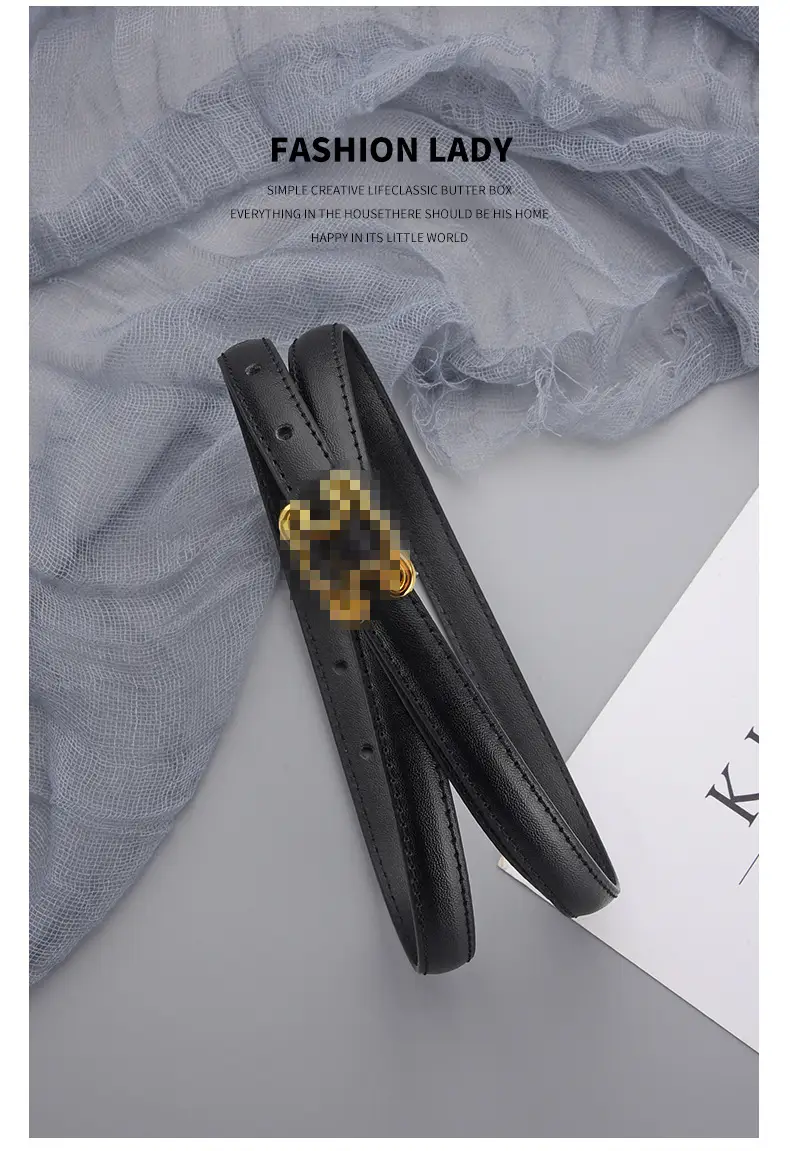 Women's Genuine Leather Belt with Gold Buckle β feature 18