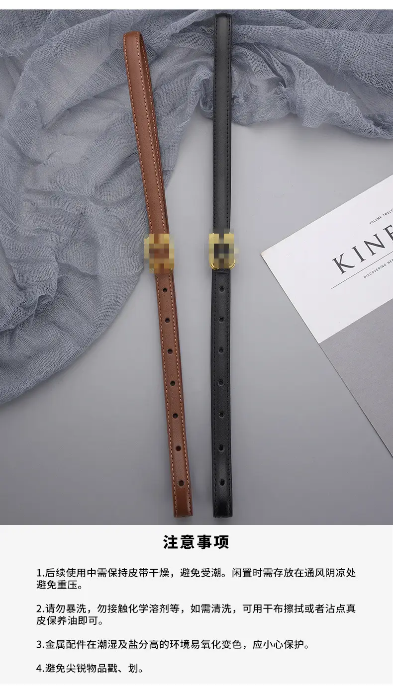 Women's Genuine Leather Belt with Gold Buckle β feature 19