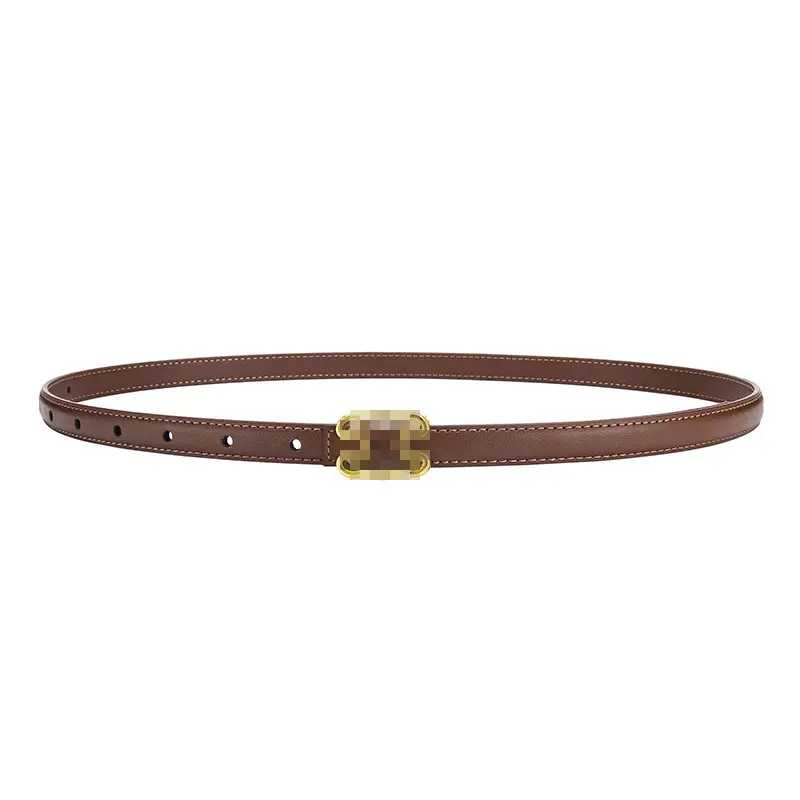 Women's Genuine Leather Belt with Gold Buckle - Image 2