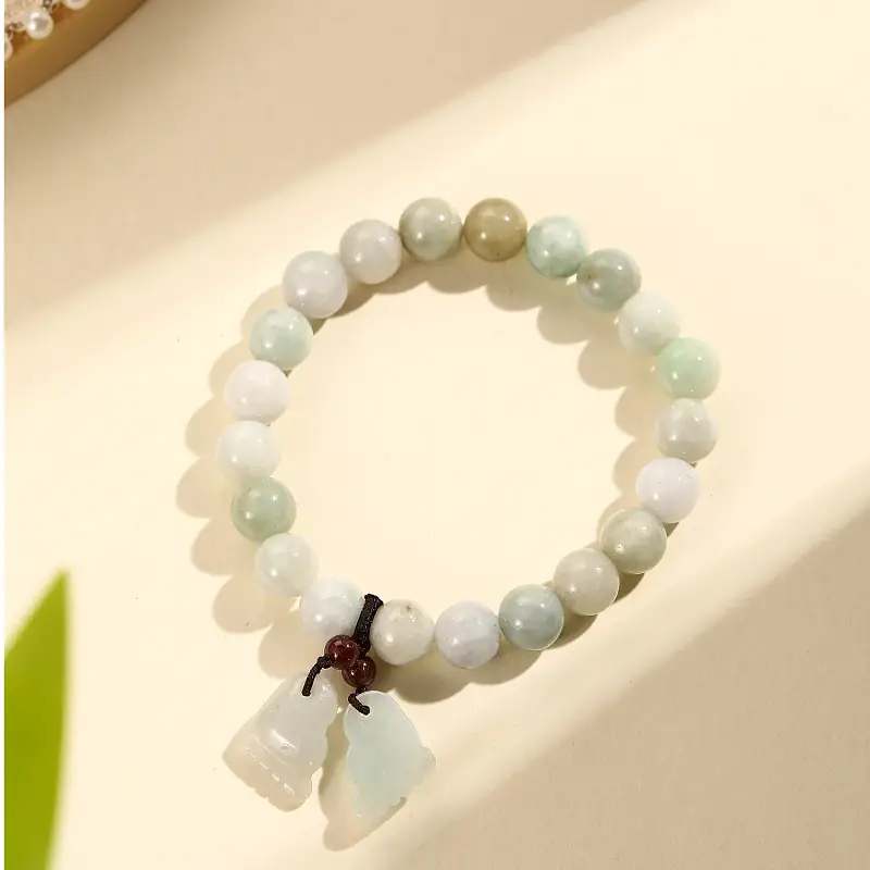 Natural Jade Bracelet Women's Round Bead Tight Rope Design - Image 5