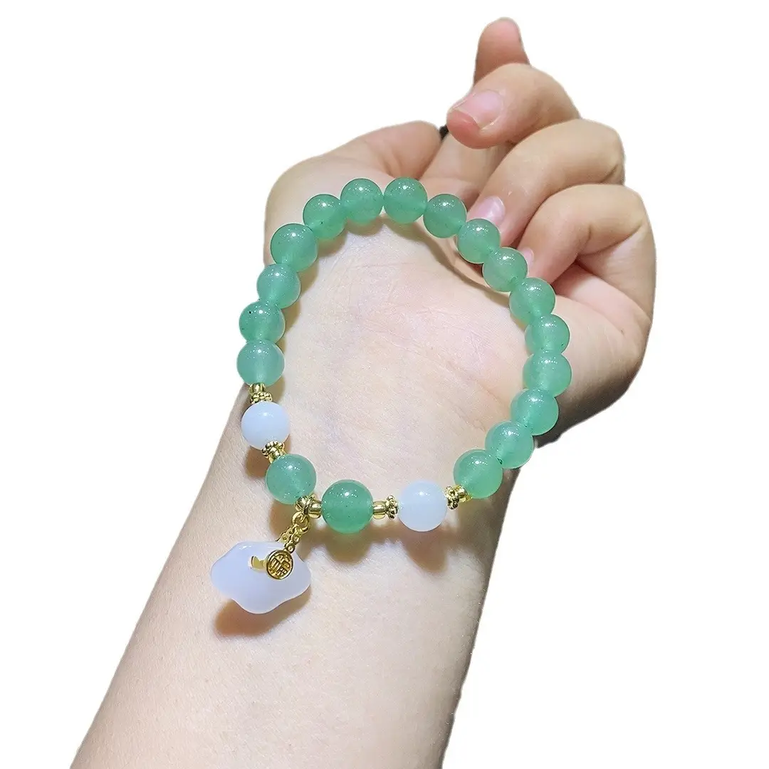 Dongling Jade Bracelet Green White Pearl Drop