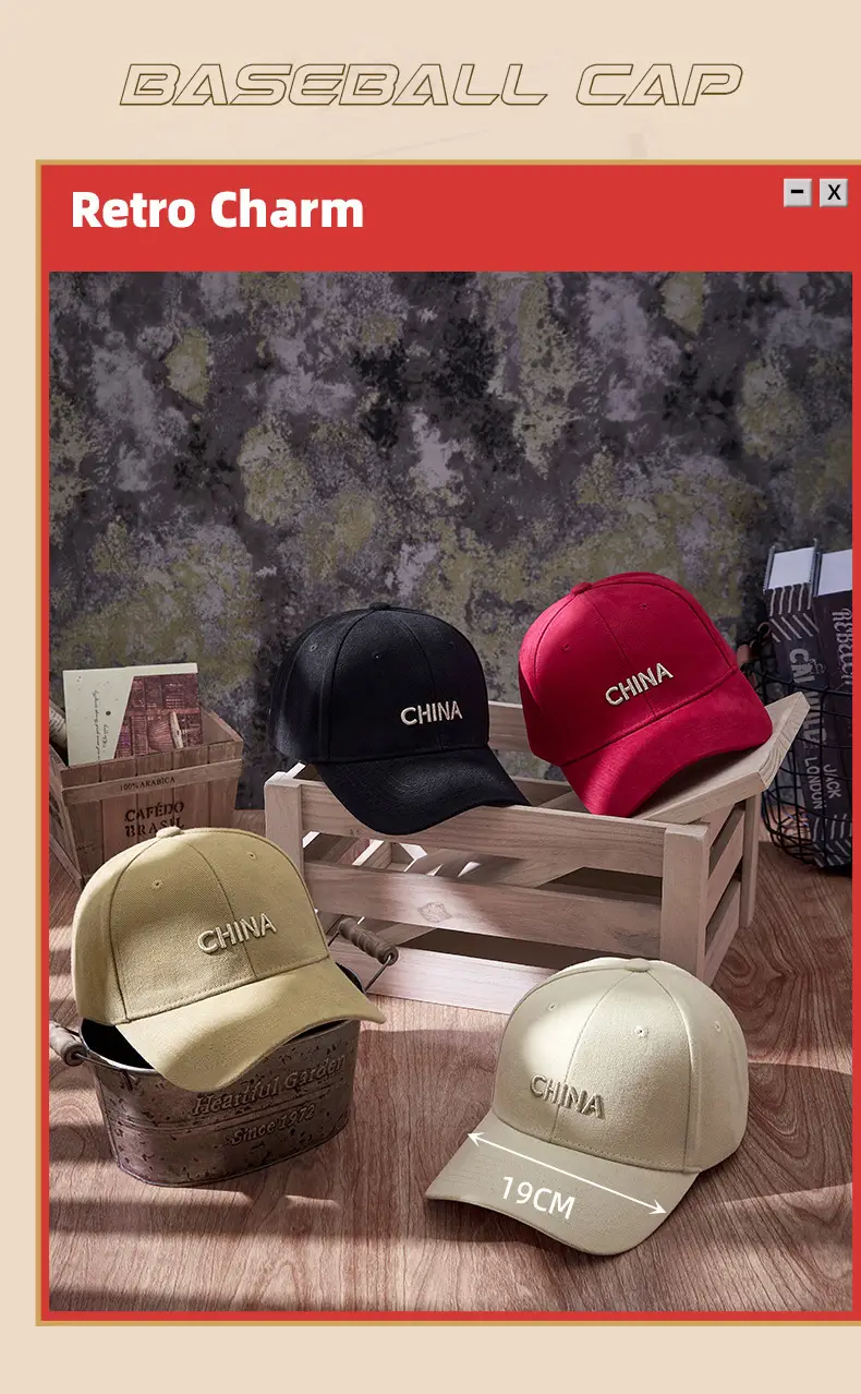Korean Embroidered Caps for Men Women Black Red Beige — feature 12