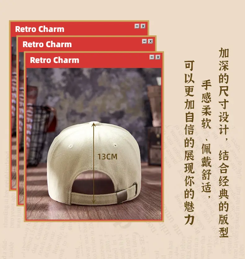 Korean Embroidered Caps for Men Women Black Red Beige — feature 13