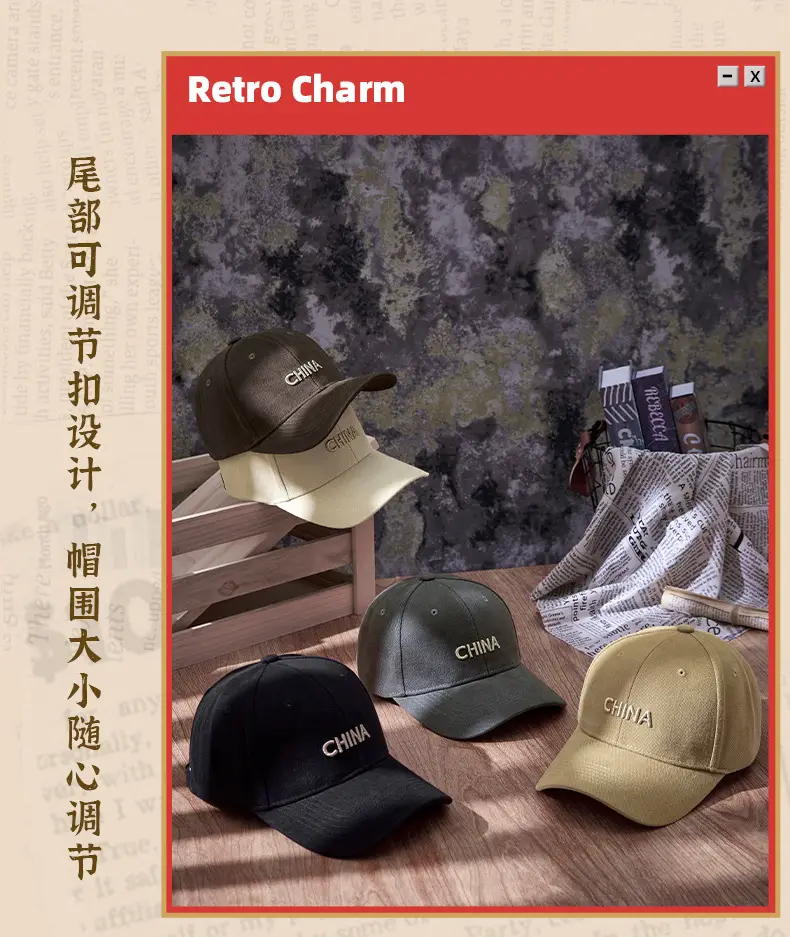 Korean Embroidered Caps for Men Women Black Red Beige — feature 14