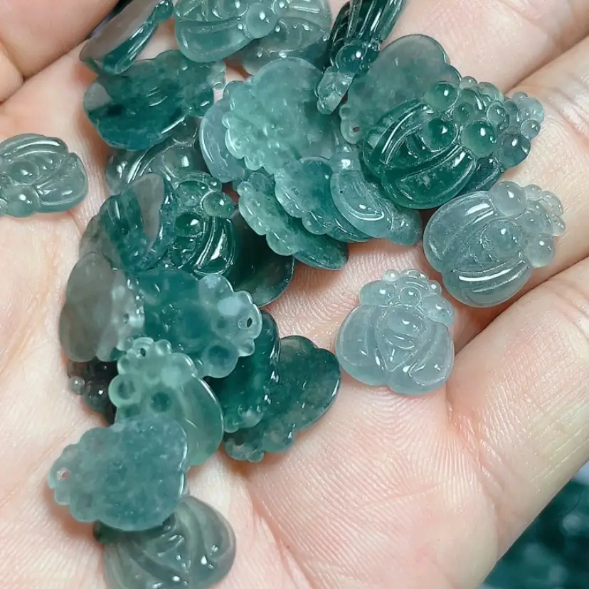 Ice Bottom Blue Jade Water Bee Pendant Natural Grade - Image 2