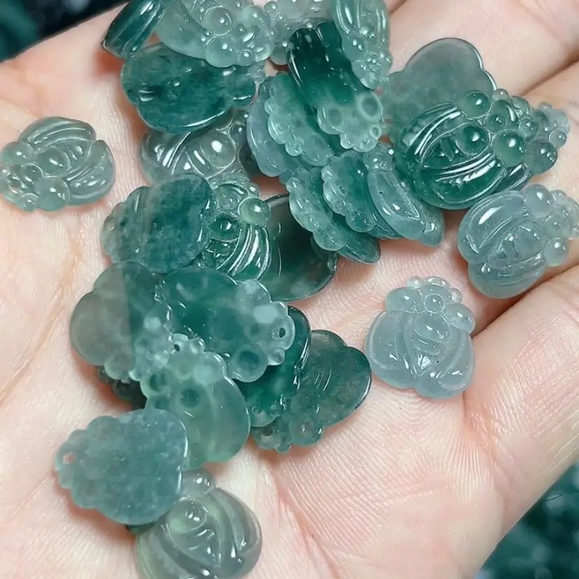 Ice Bottom Blue Jade Water Bee Pendant Natural Grade - Image 3
