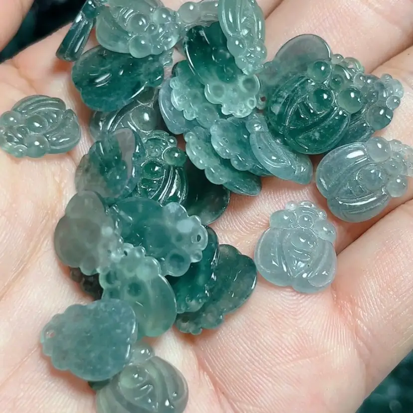 Ice Bottom Blue Jade Water Bee Pendant Natural Grade - Image 4