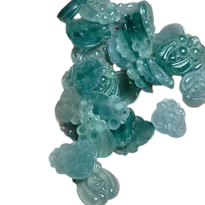 Ice Bottom Blue Jade Water Bee Pendant Natural Grade - Image 5