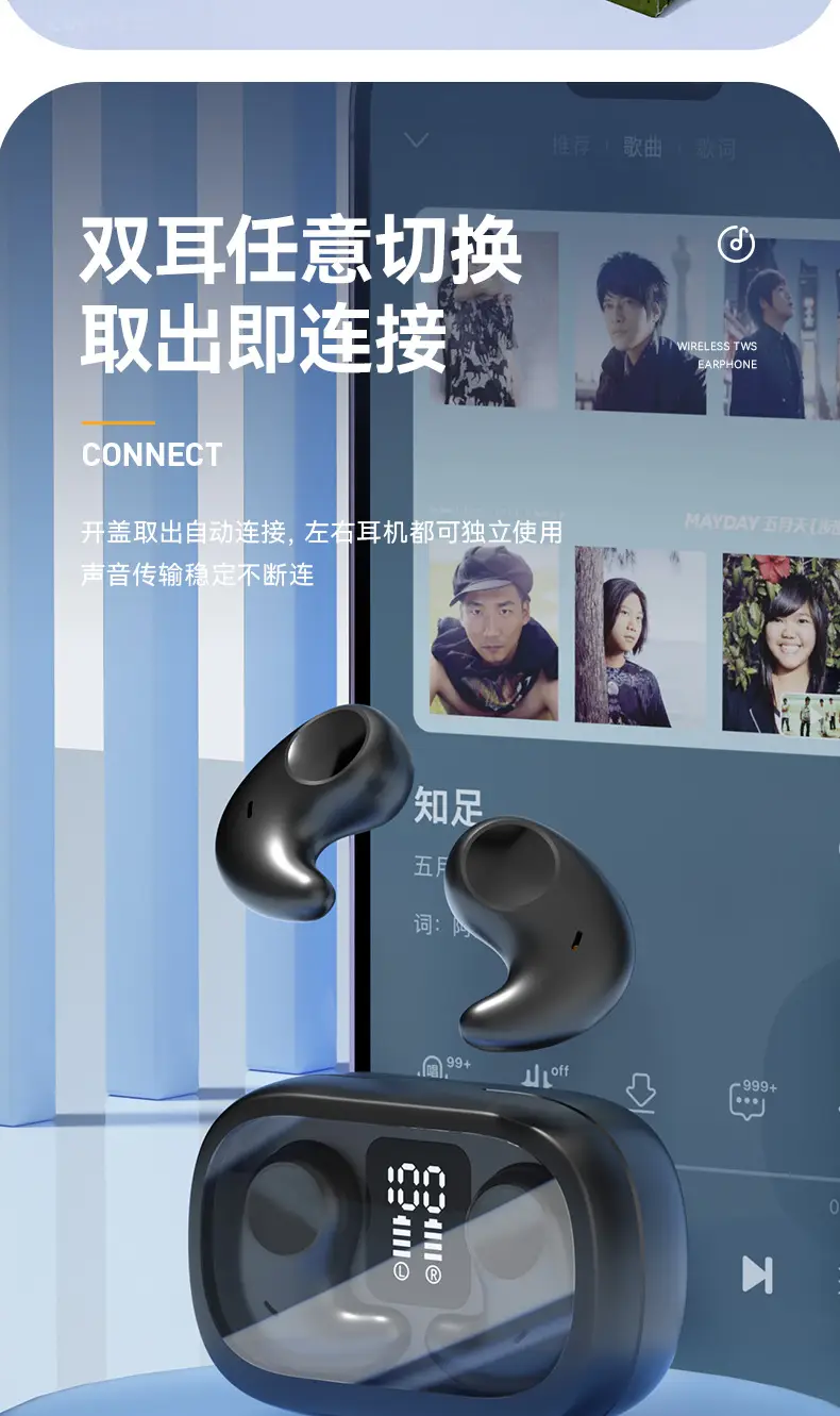 Cross-Border E-Commerce New Model M51 Sleep Bluetooth Earphones, Specially Designed for Side Sleeping, High-Quality In-Ear Mini Wholesale Noise Reduction — feature 17