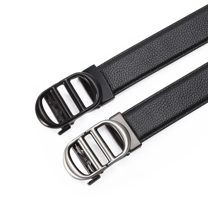 Men's Black Leather Belt with Silver Buckle Wholesale