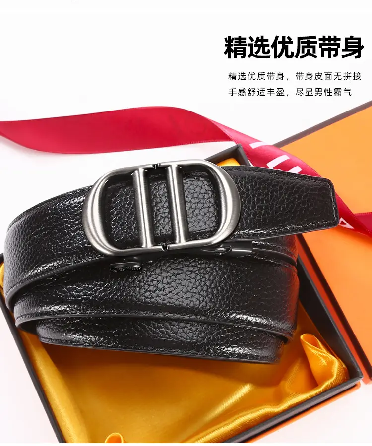 Men's Black Leather Belt with Silver Buckle Wholesale — feature 2