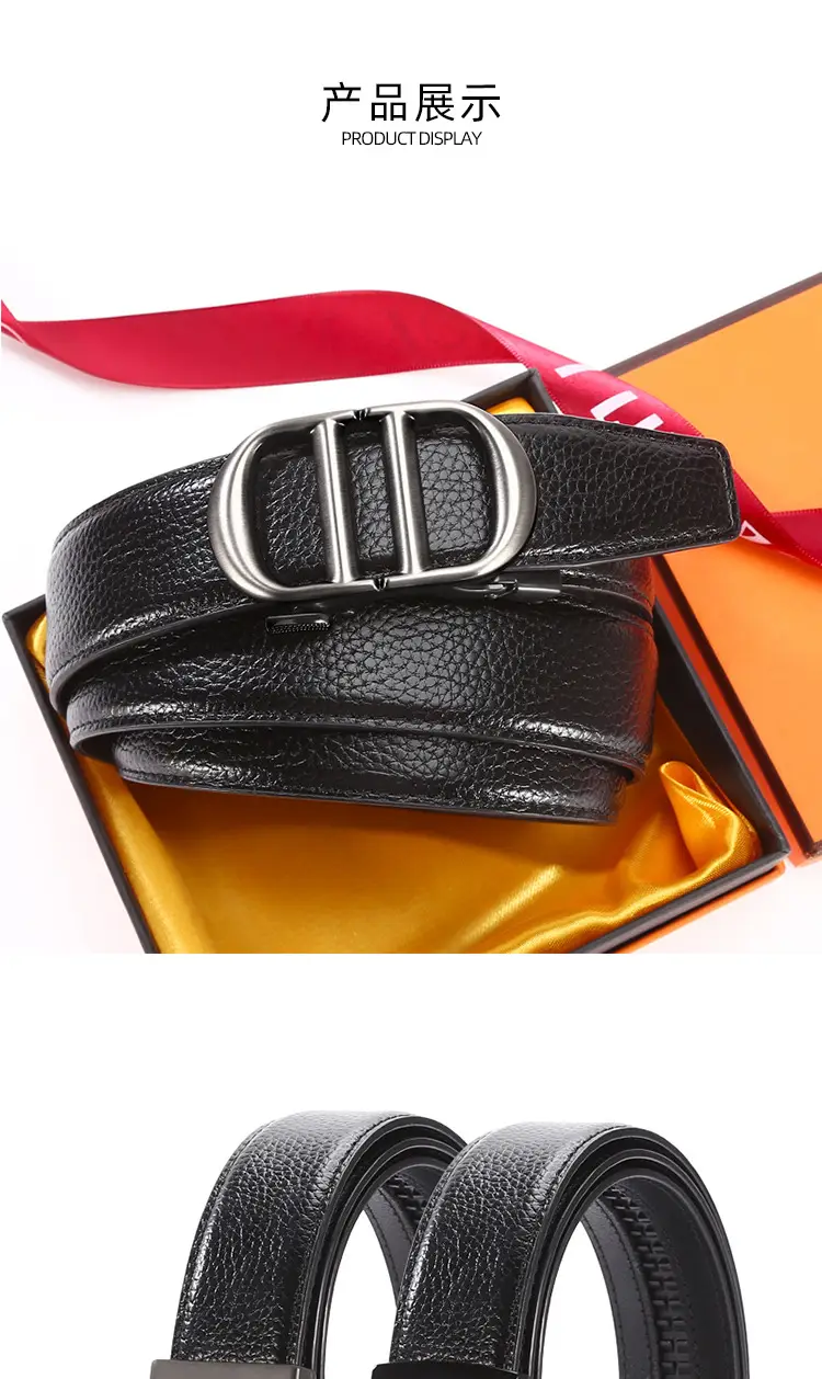 Men's Black Leather Belt with Silver Buckle Wholesale — feature 5