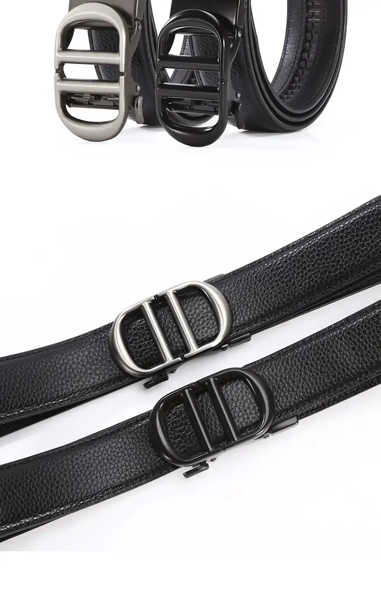 Men's Black Leather Belt with Silver Buckle Wholesale — feature 6