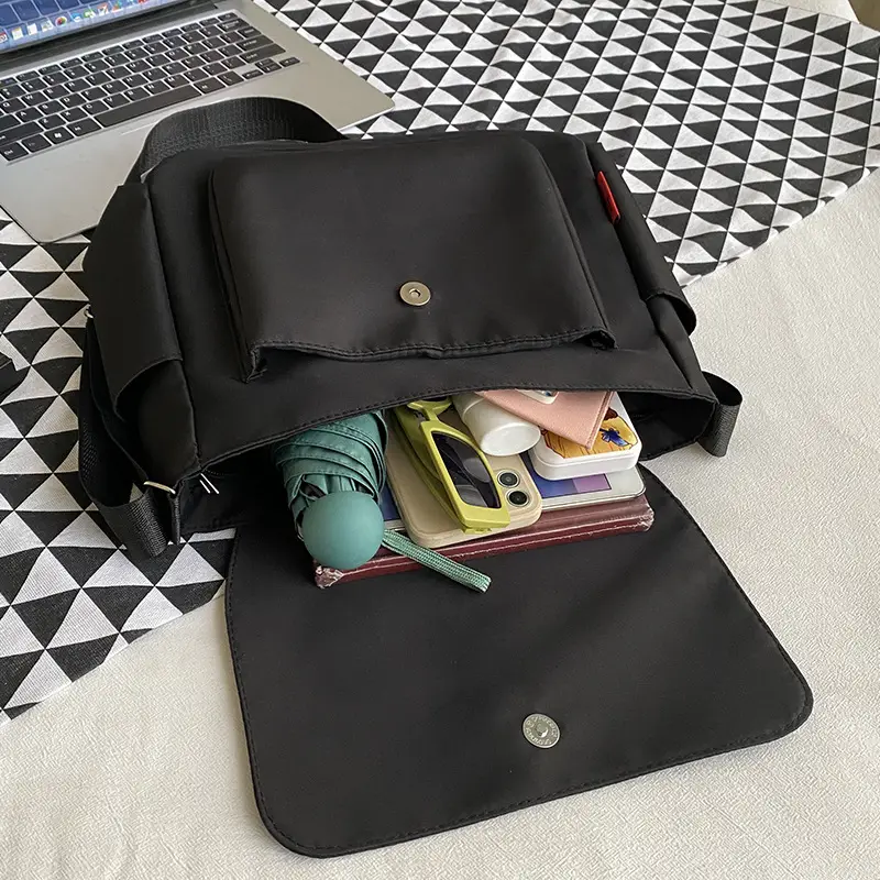 Black Japanese Style Shoulder Messenger Bag for Women Men - Image 6