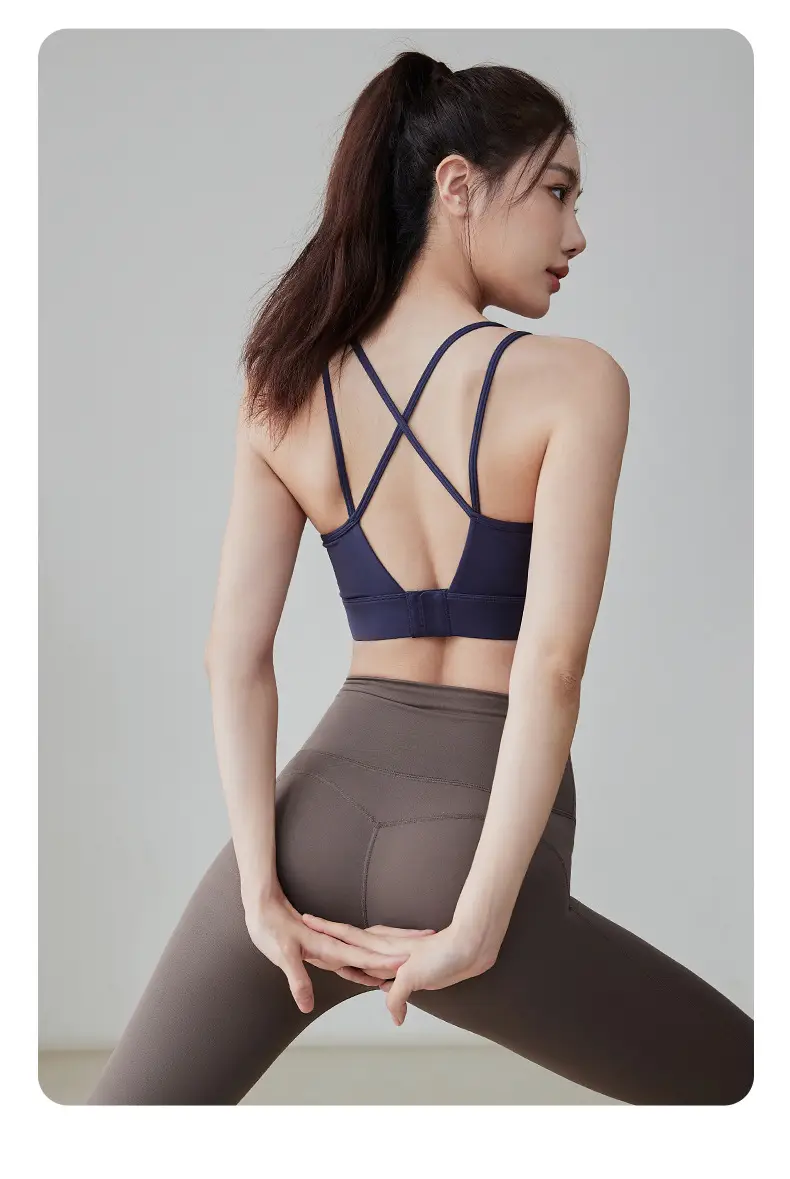 Pink Fixed Cup Back Push-Up Sports Bra for Women — feature 16