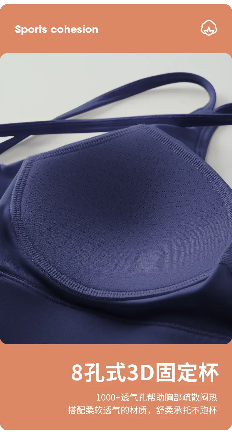 Pink Fixed Cup Back Push-Up Sports Bra for Women — feature 3