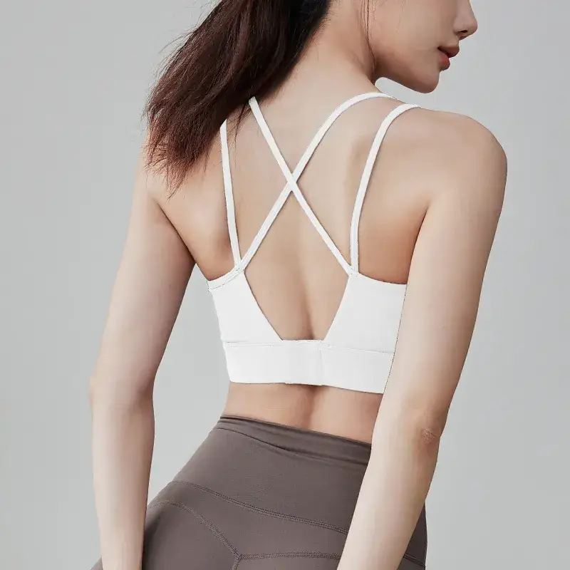 Pink Fixed Cup Back Push-Up Sports Bra for Women - Image 6