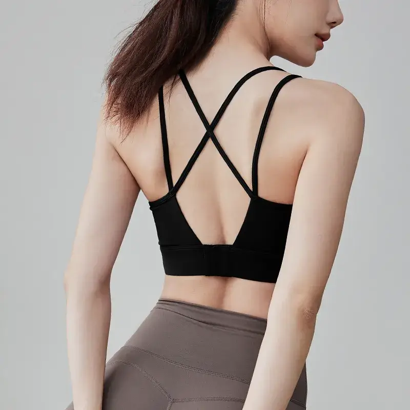 Pink Fixed Cup Back Push-Up Sports Bra for Women - Image 7