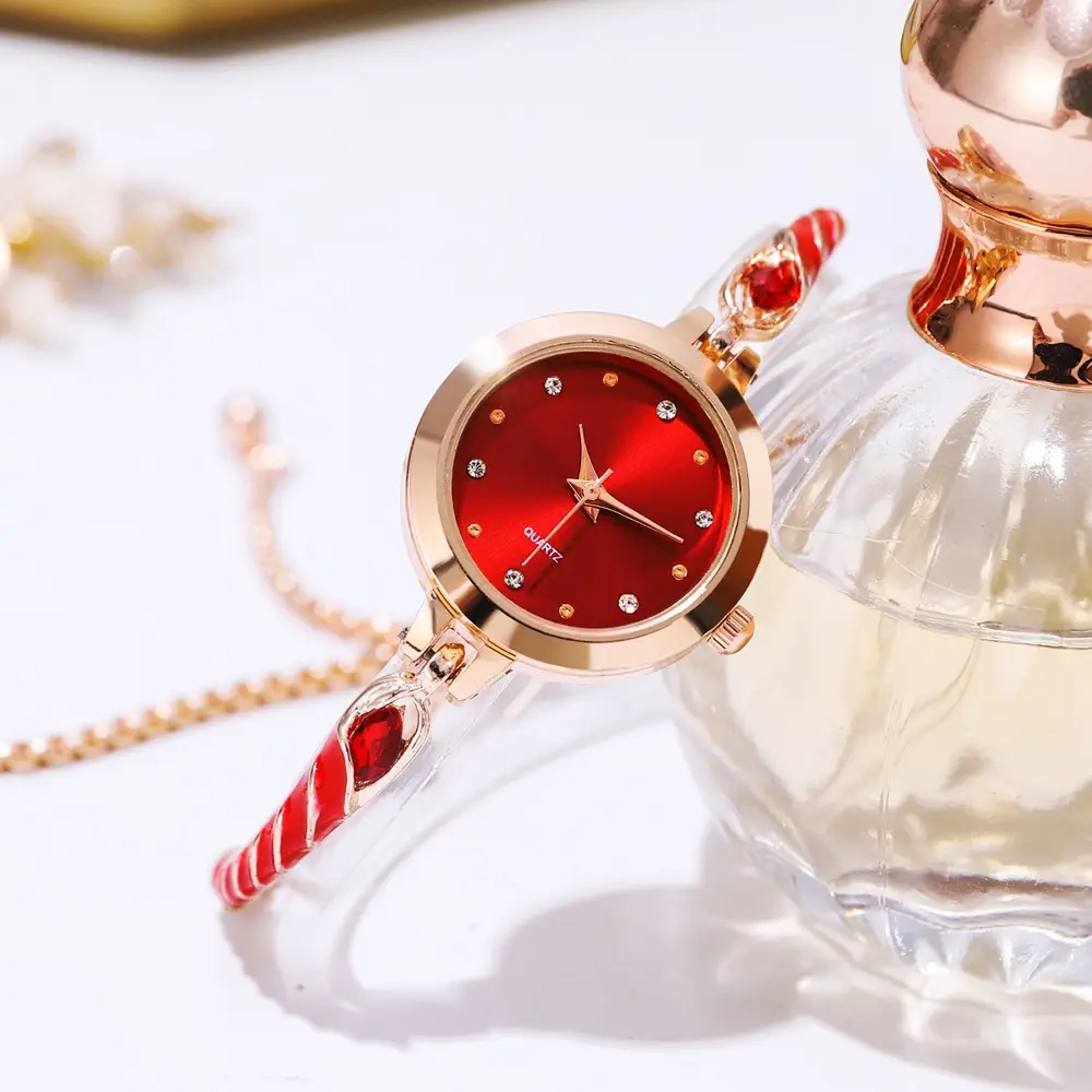 Rose Gold Women's Bracelet Watch with Crystal Dial - Image 10