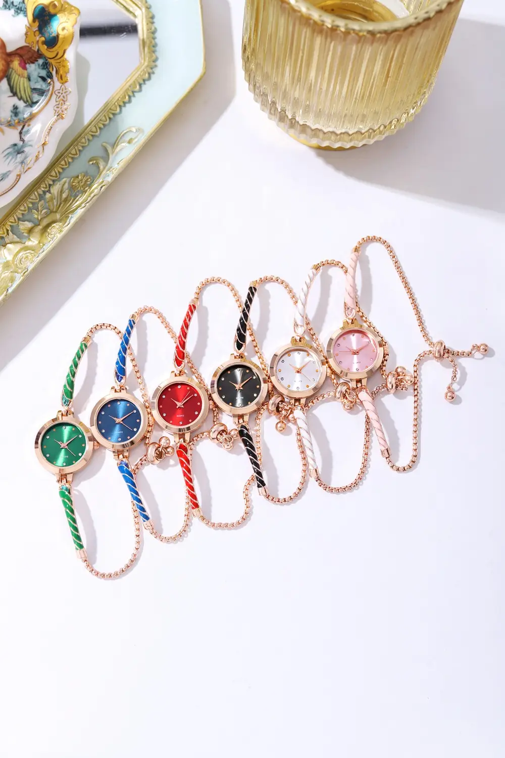 Rose Gold Women's Bracelet Watch with Crystal Dial — feature 1