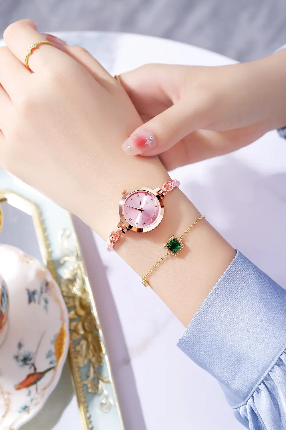 Rose Gold Women's Bracelet Watch with Crystal Dial — feature 10