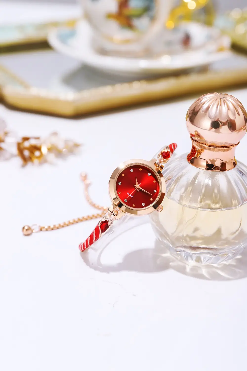 Rose Gold Women's Bracelet Watch with Crystal Dial — feature 3