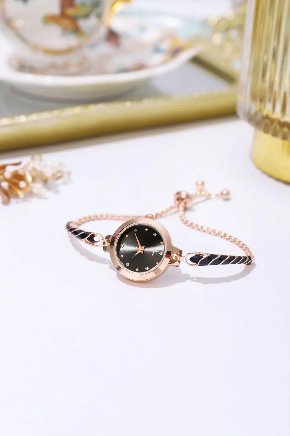 Rose Gold Women's Bracelet Watch with Crystal Dial — feature 4