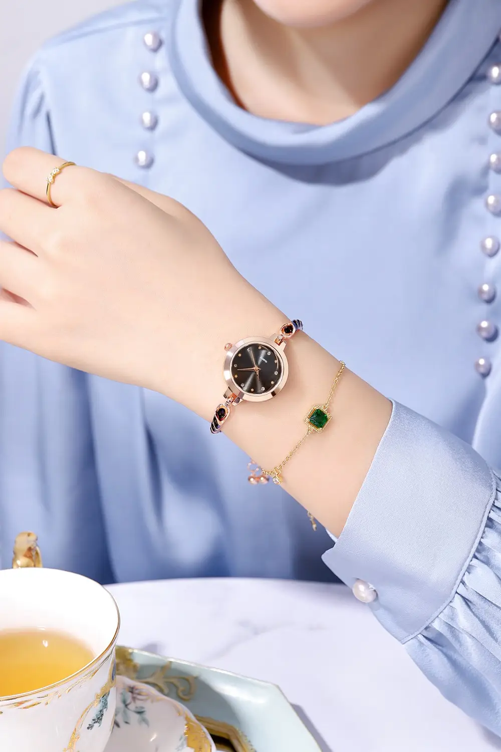 Rose Gold Women's Bracelet Watch with Crystal Dial — feature 5