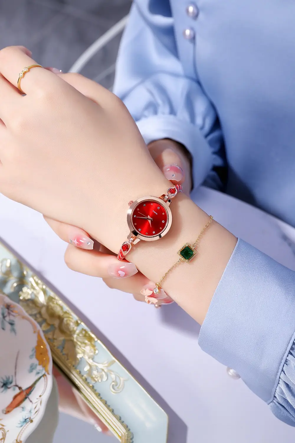 Rose Gold Women's Bracelet Watch with Crystal Dial — feature 6